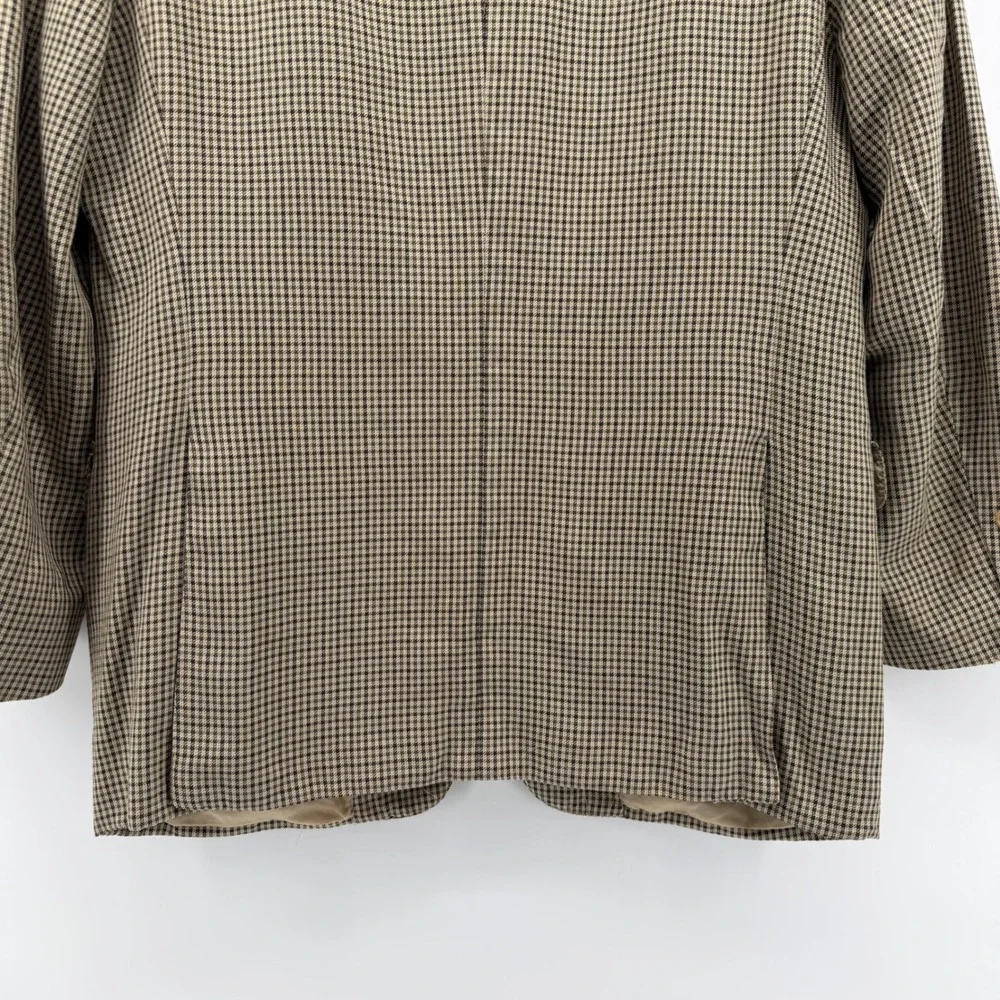 Canali Silk Wool Sport Coat Blazer Men 40R (50R IT) Brown Houndstooth Italy Made